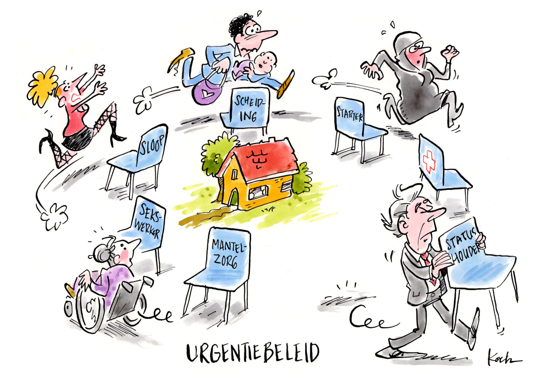 Cartoon Peter Koch over urgentiebeleid