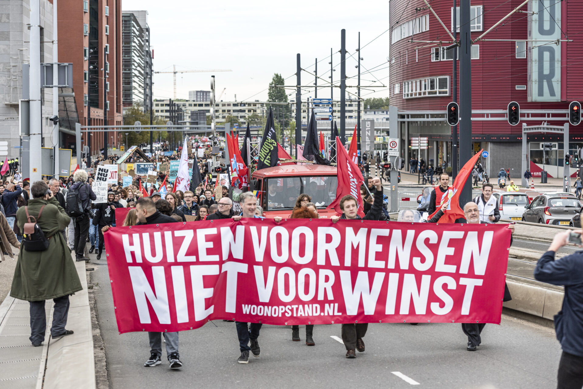 actievoerders tijdens de woonopstand in Rotterdam.
